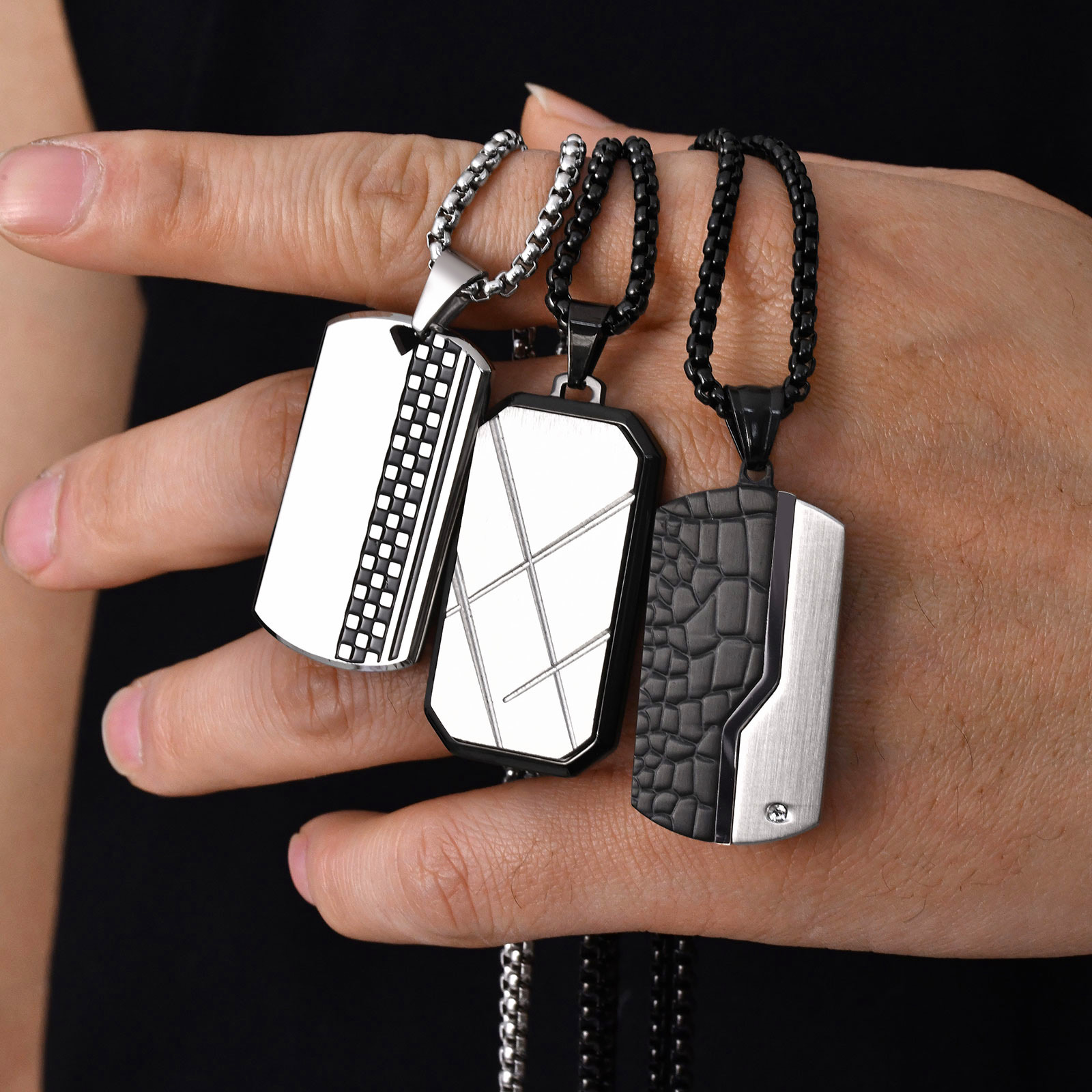 Mens Dog Tag Necklace - Stylish Mens Pendant Necklace,Stainless Steel Dog