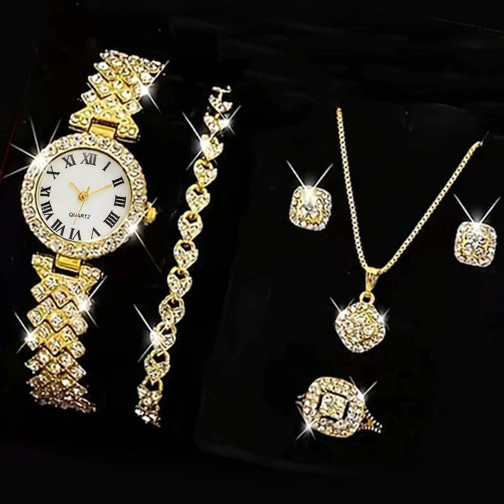 Jewelry Watches For Kids - 6PCS/Set Luxury Rhinestone Women Watches Fashion