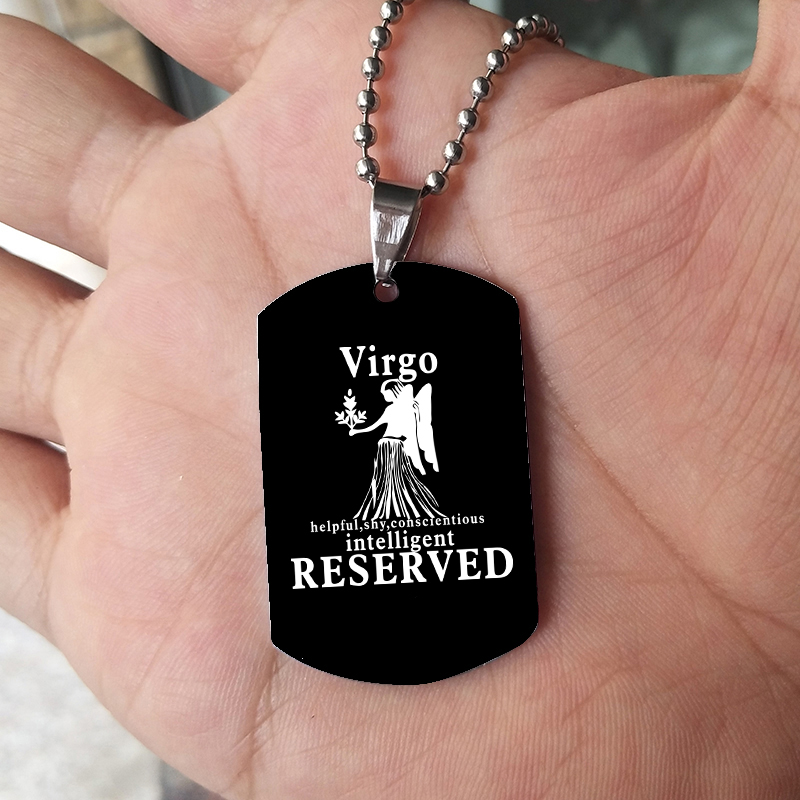 Mens Dog Tag Necklace - 12 Zodiac Signs Necklace For Men