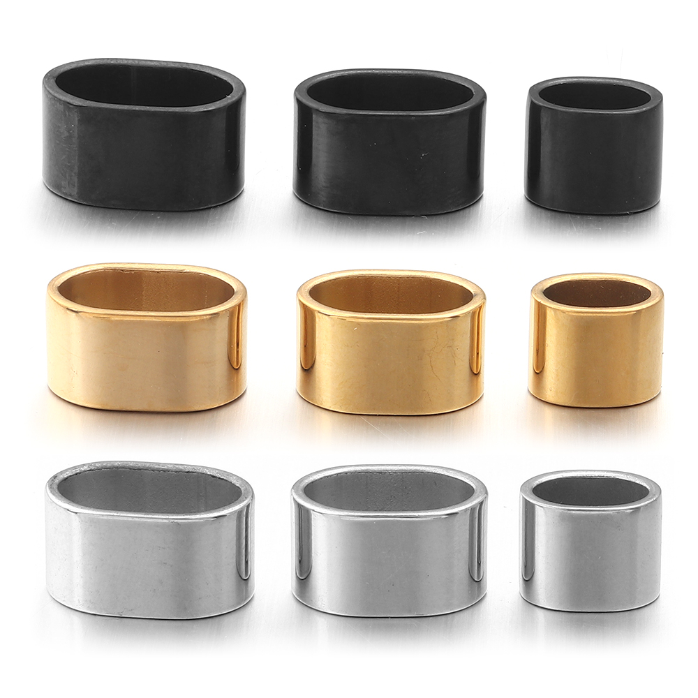 Charm Bracelet Beads - 6pcs Flat Stainless Steel Tube Slider