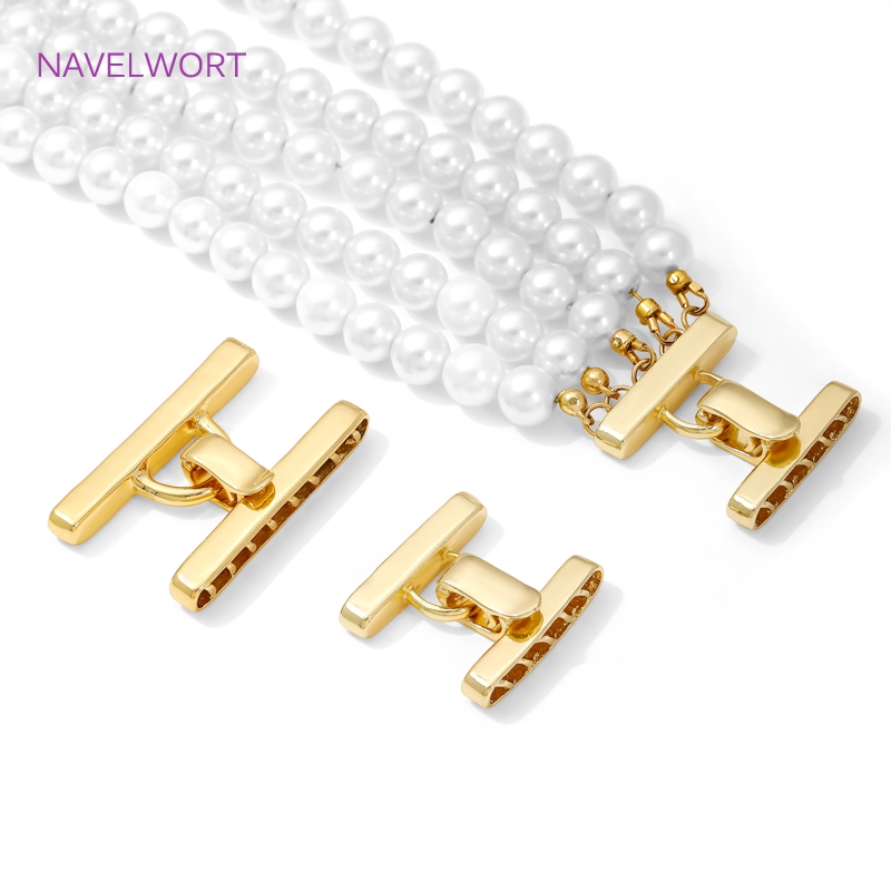Pearl Necklace - Multi Strands Necklace Clasp 18K Gold
