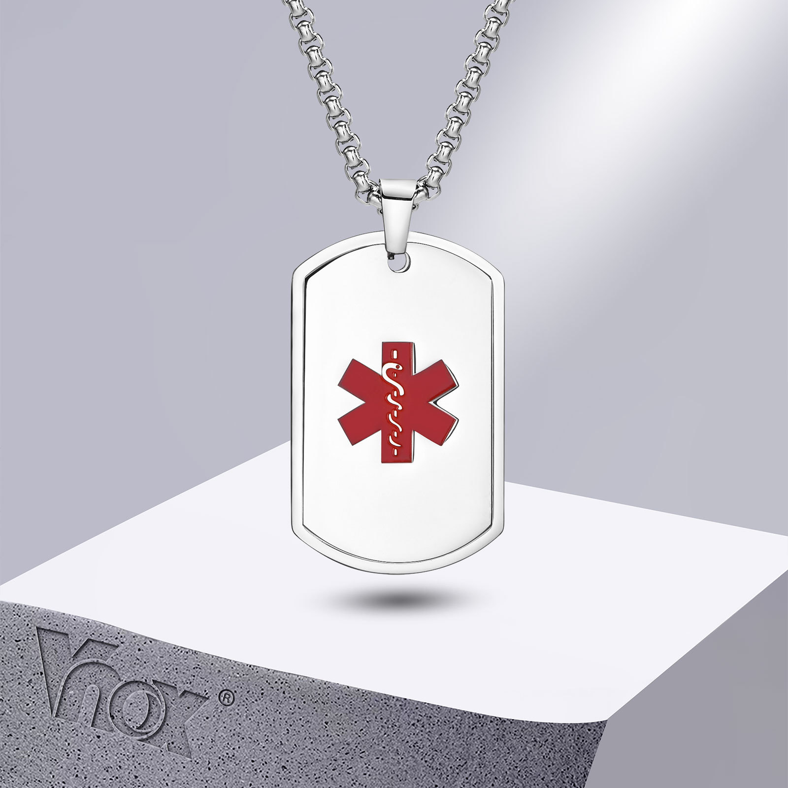 Mens Dog Tag Necklace - Vnox Medical Alert ID Necklace for