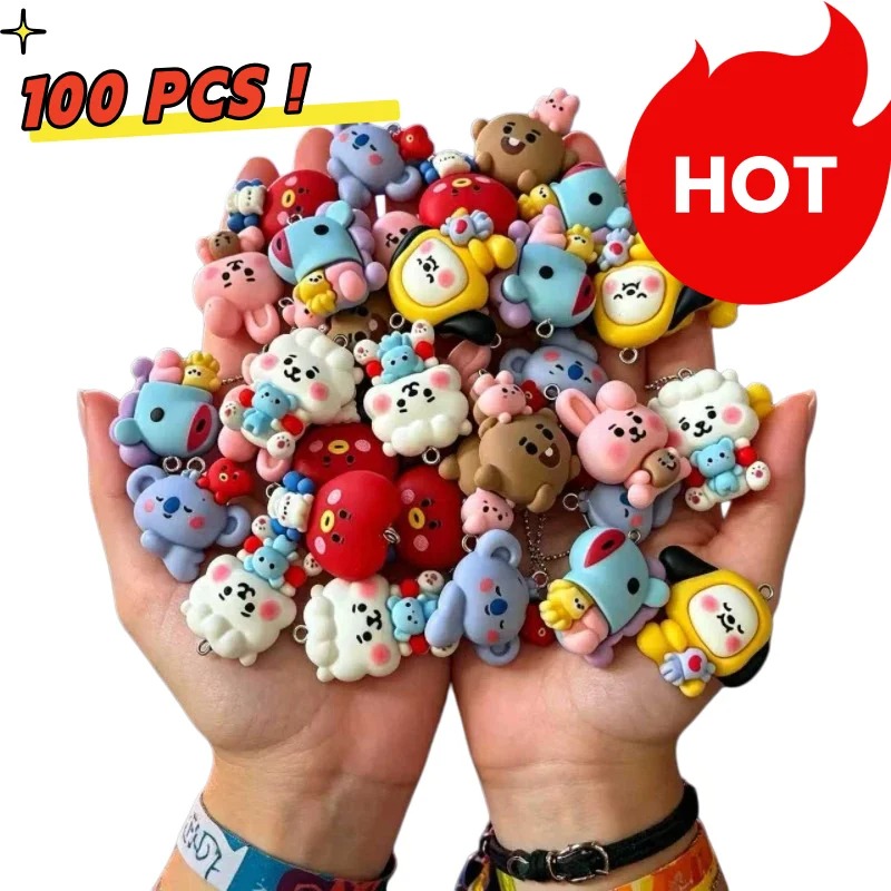 Charm Bracelet Beads - 7pcs BT21 Resin Cartoon Charm DIY