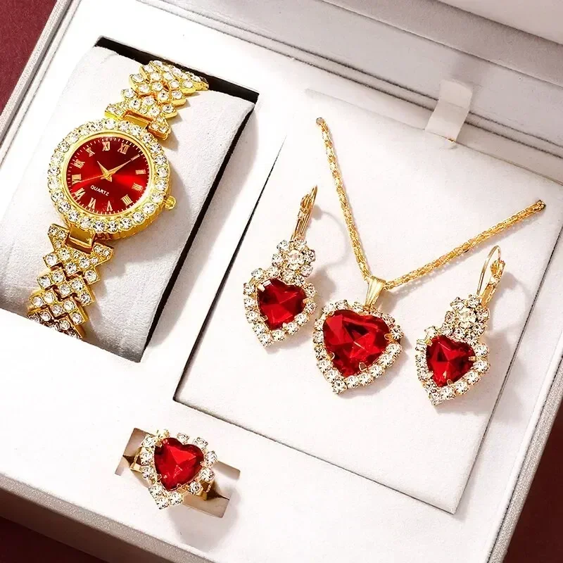 Jewelry Clasp Watches - Golden Luxury Watch Women Ring Necklace