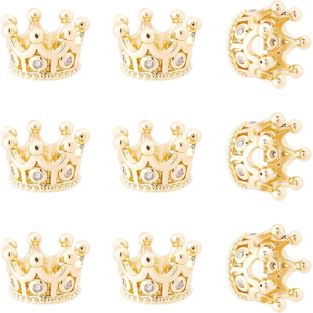 Charm Bracelet Beads - 10 Pcs Cubic Zirconia Pave King