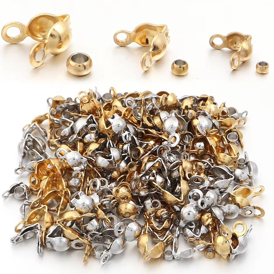 Charm Bracelet Beads - 40-200pcs Stainless Steel Connector Clasp Crimp