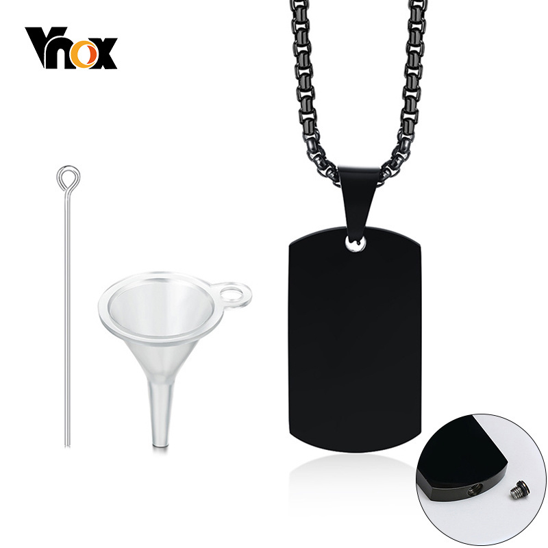 Mens Dog Tag Necklace - Vnox Men Dog Tag Container Pendant