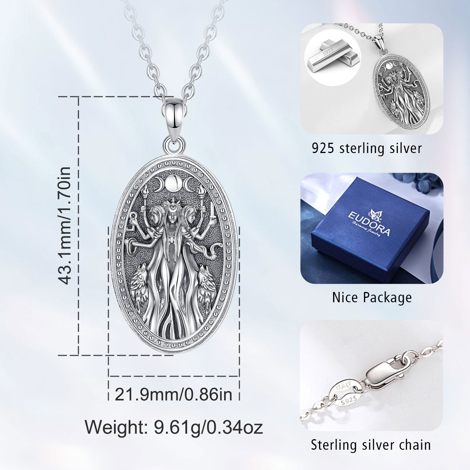 Eudora 925 Sterling Silver Tri - Mens Dog Tag Necklace ulasan dan harga