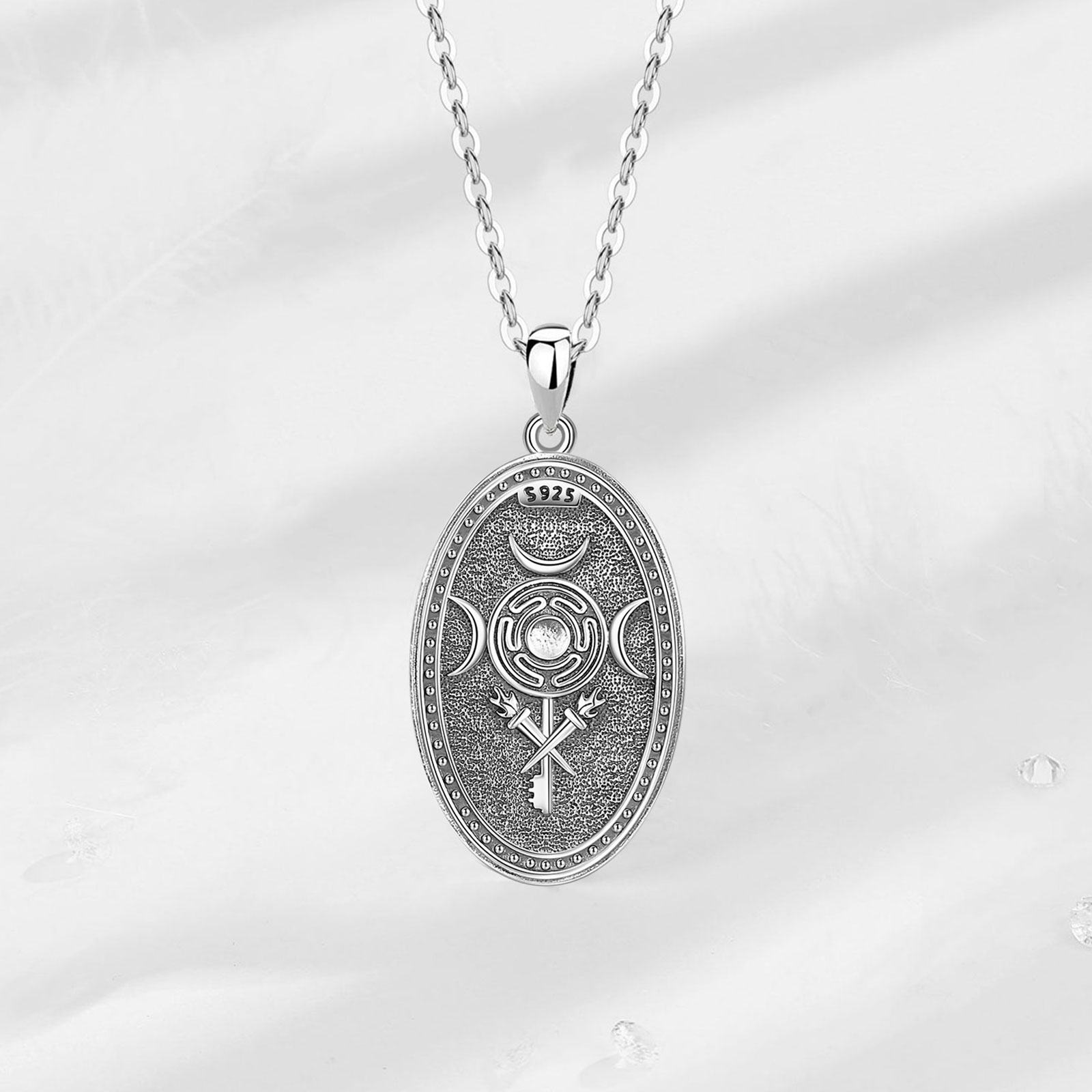 Eudora 925 Sterling Silver Tri - Mens Dog Tag Necklace ulasan dan harga