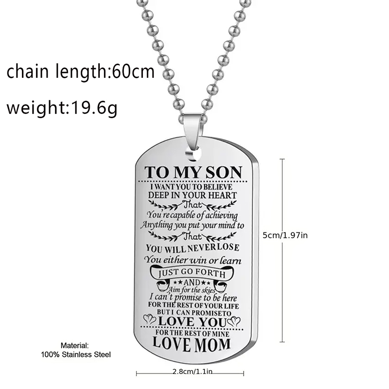 To My Son Inspirational Neckla - Mens Dog Tag Necklace ulasan dan harga