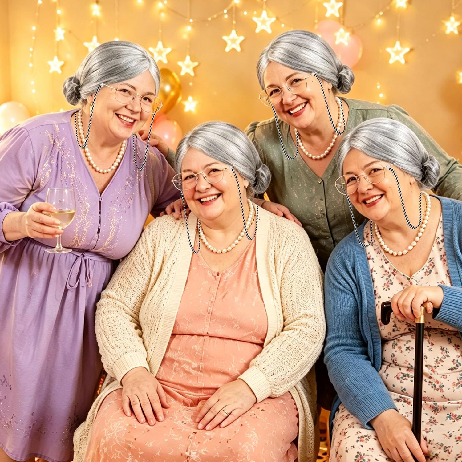 Fat Old Lady Costume Set Fake  - Pearl Necklace ulasan dan harga