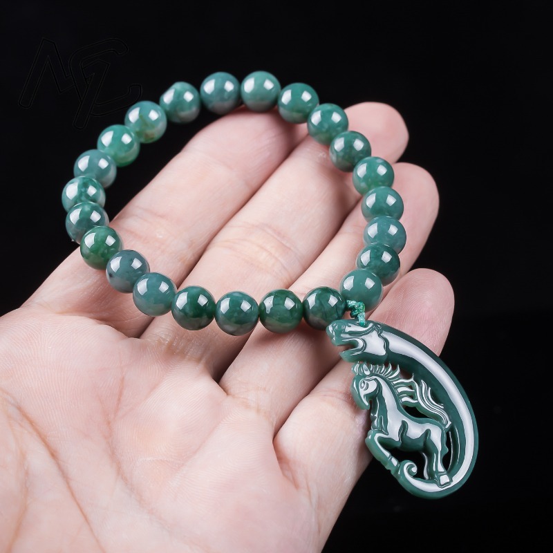 Natural Jadeite Blue Water Zod - Charm Bracelet Beads ulasan dan harga