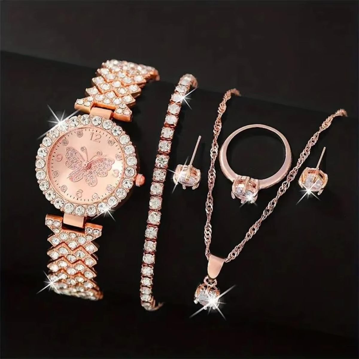 6PCS/Set Luxury Rhinestone But - Jewelry Clasp Watches ulasan dan harga