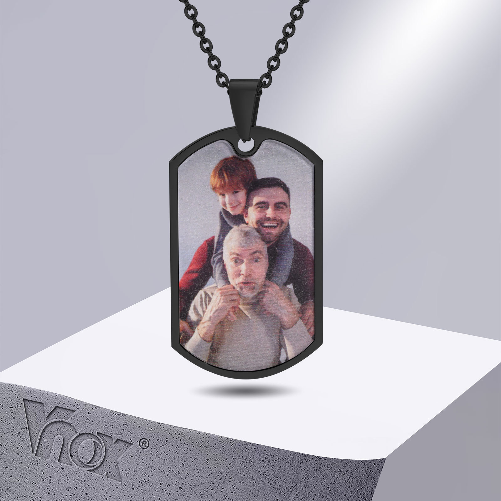 Vnox Free Custom Photos Words  - Mens Dog Tag Necklace ulasan dan harga