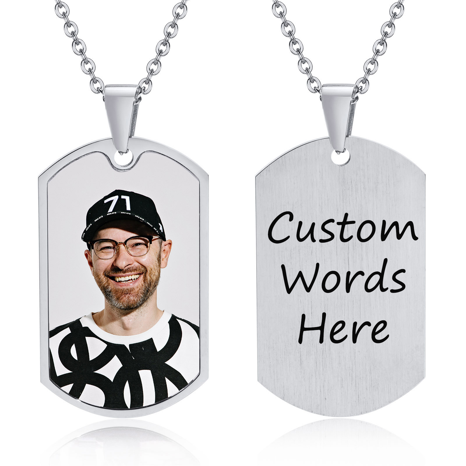 Vnox Free Custom Photos Words  - Mens Dog Tag Necklace ulasan dan harga