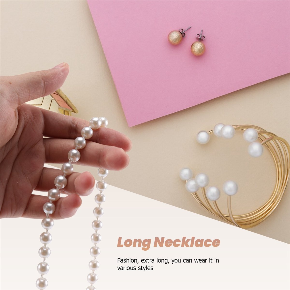 ABQR Faux Pearl Long Sweater C - Pearl Necklace ulasan dan harga