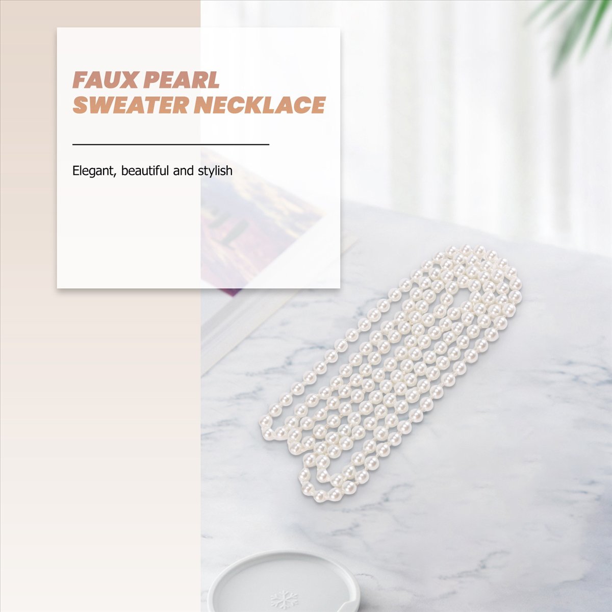 ABQR Faux Pearl Long Sweater C - Pearl Necklace ulasan dan harga