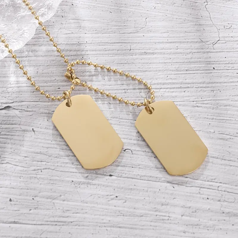 Simple Stainless Steel Double  - Mens Dog Tag Necklace ulasan dan harga