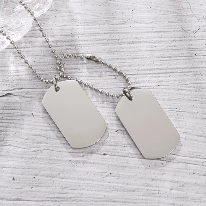 Simple Stainless Steel Double  - Mens Dog Tag Necklace ulasan dan harga