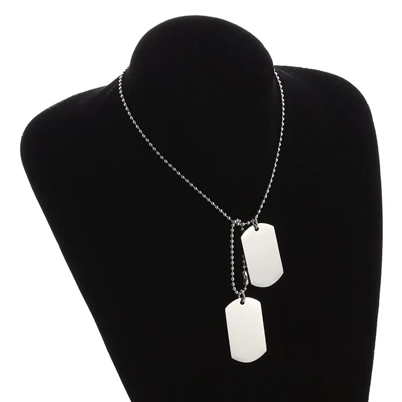 Simple Stainless Steel Double  - Mens Dog Tag Necklace ulasan dan harga