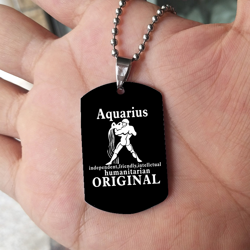 12 Zodiac Signs Necklace For M - Mens Dog Tag Necklace ulasan dan harga