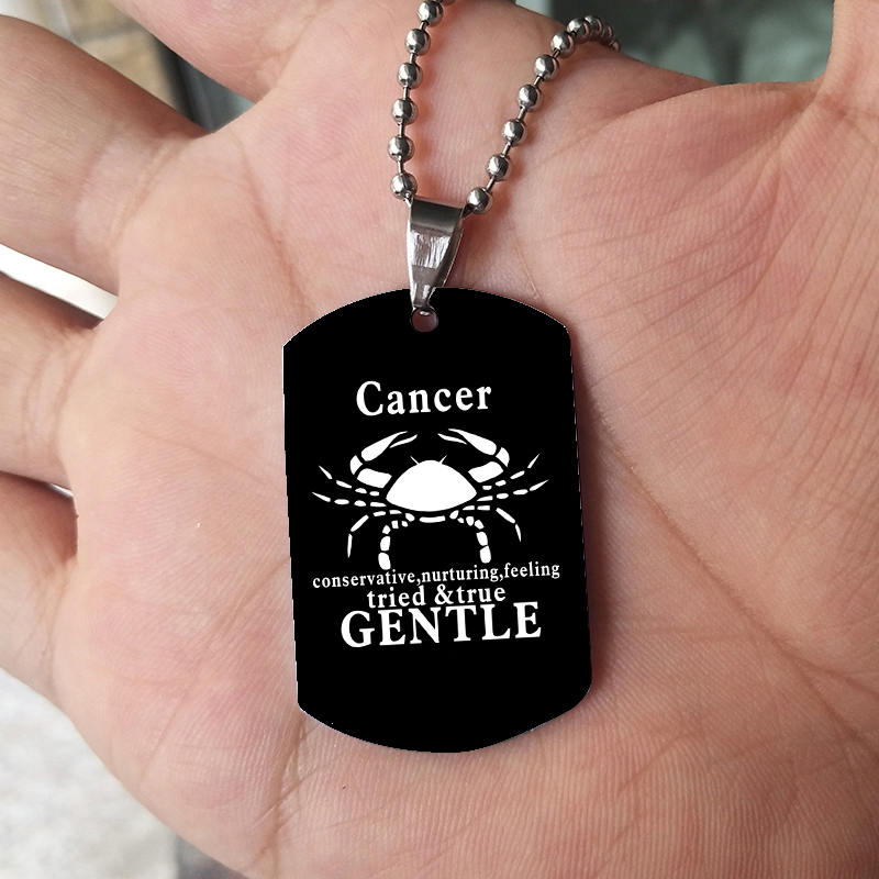 12 Zodiac Signs Necklace For M - Mens Dog Tag Necklace ulasan dan harga