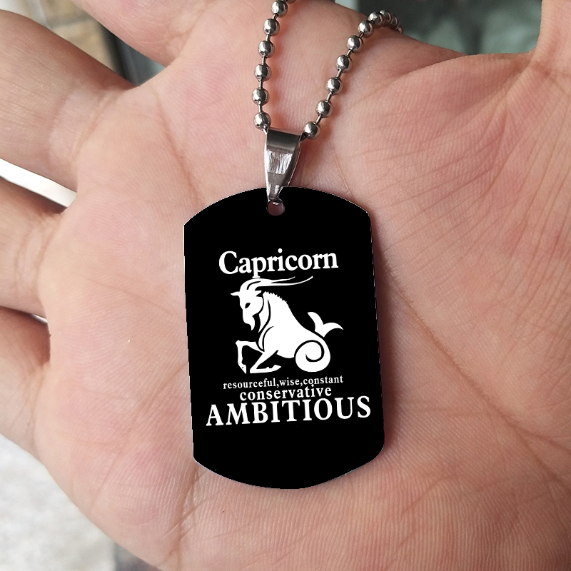 12 Zodiac Signs Necklace For M - Mens Dog Tag Necklace ulasan dan harga