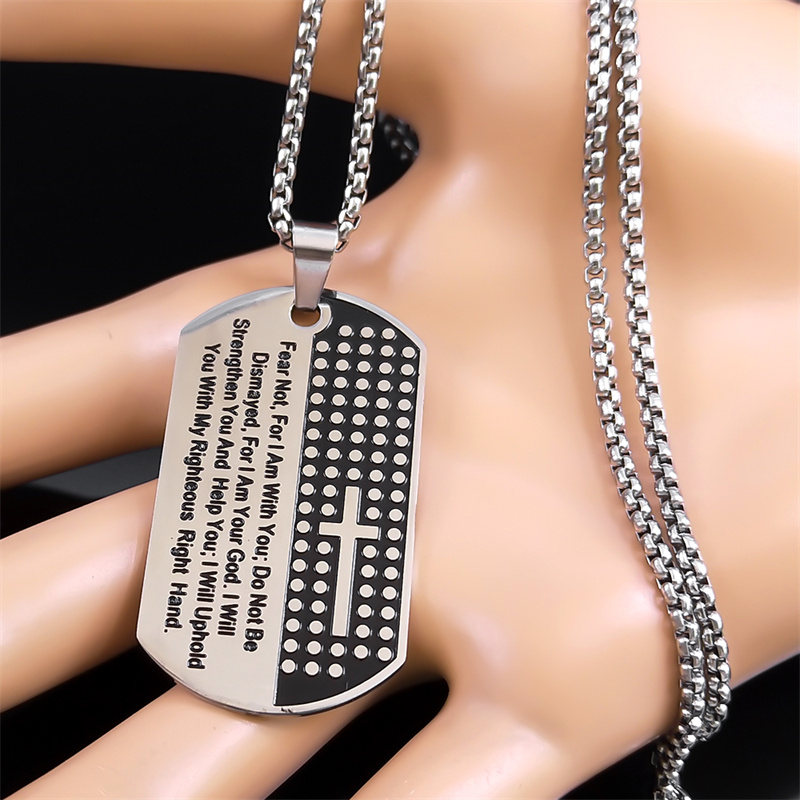 Fear Not for I Am with You Chr - Mens Dog Tag Necklace ulasan dan harga