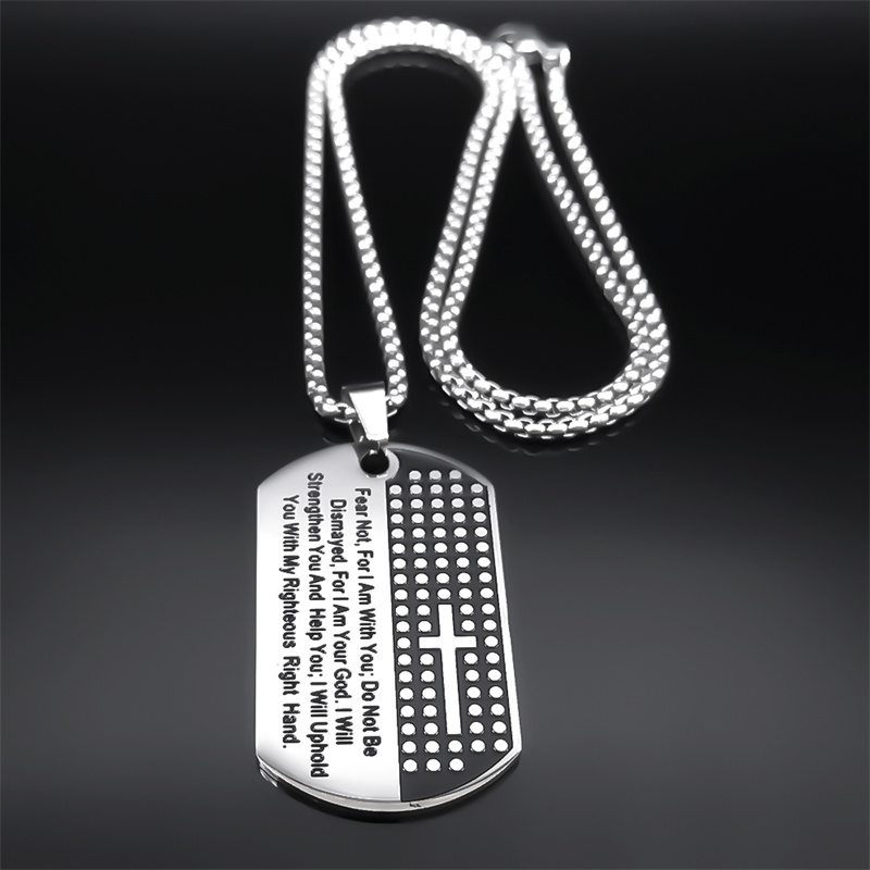Fear Not for I Am with You Chr - Mens Dog Tag Necklace ulasan dan harga