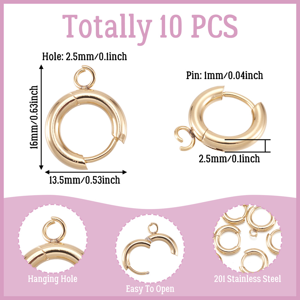 10pcs 201 Stainless Steel Hugg - Hoop Earrings ulasan dan harga