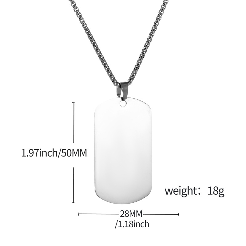 HNSP Plain Stainless Steel Sea - Mens Dog Tag Necklace ulasan dan harga