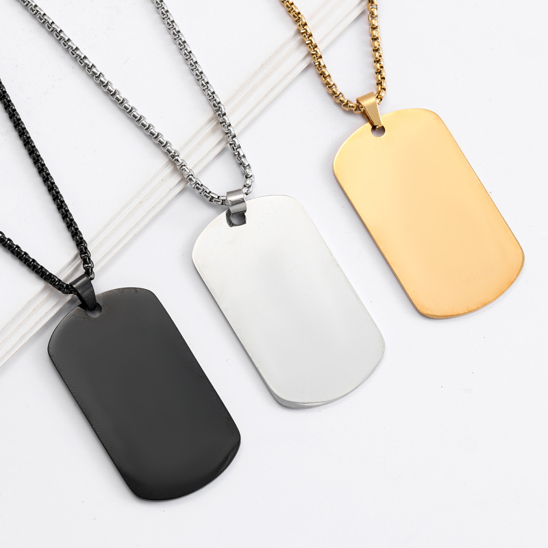 HNSP Plain Stainless Steel Sea - Mens Dog Tag Necklace ulasan dan harga