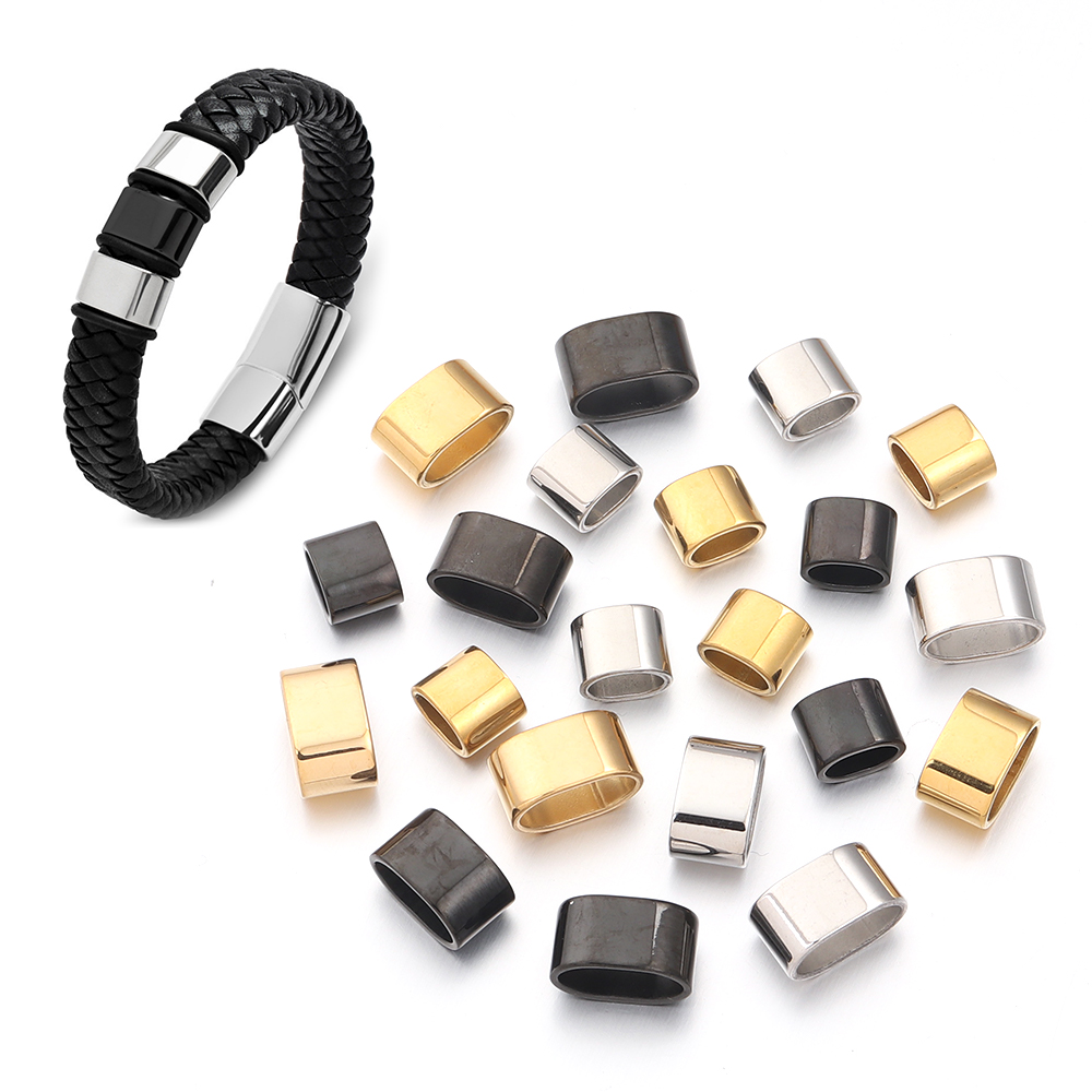 6pcs Flat Stainless Steel Tube - Charm Bracelet Beads ulasan dan harga