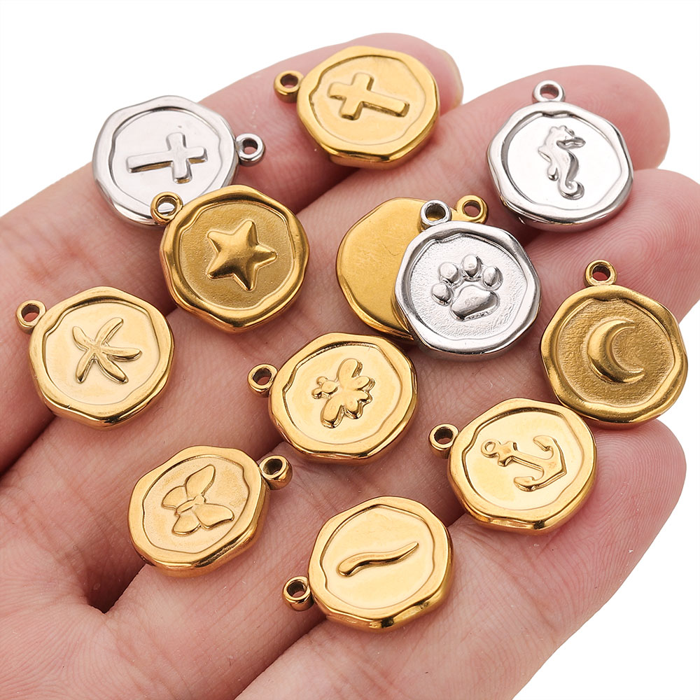 5pcs Stainless Steel Round Cha - Hoop Earrings ulasan dan harga
