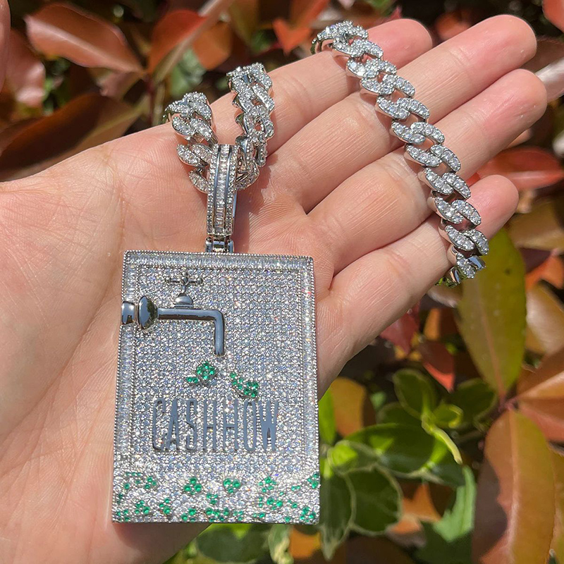 Hip Hop 3A+ CZ Stone Paved Bli - Mens Dog Tag Necklace ulasan dan harga