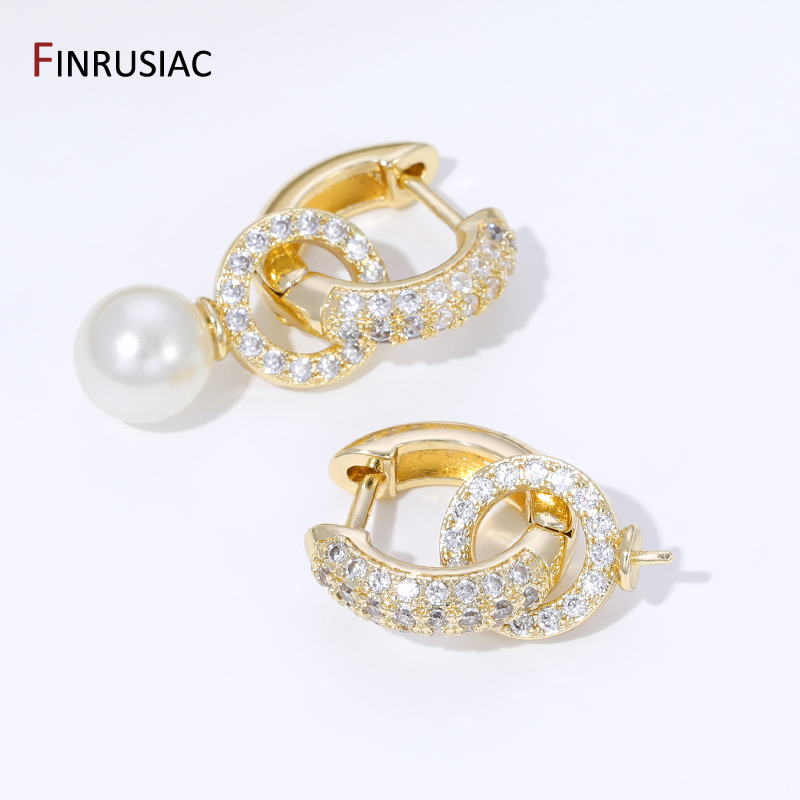 18K Gold Plated Brass Inlaid Z - Hoop Earrings ulasan dan harga