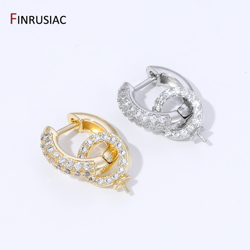 18K Gold Plated Brass Inlaid Z - Hoop Earrings ulasan dan harga