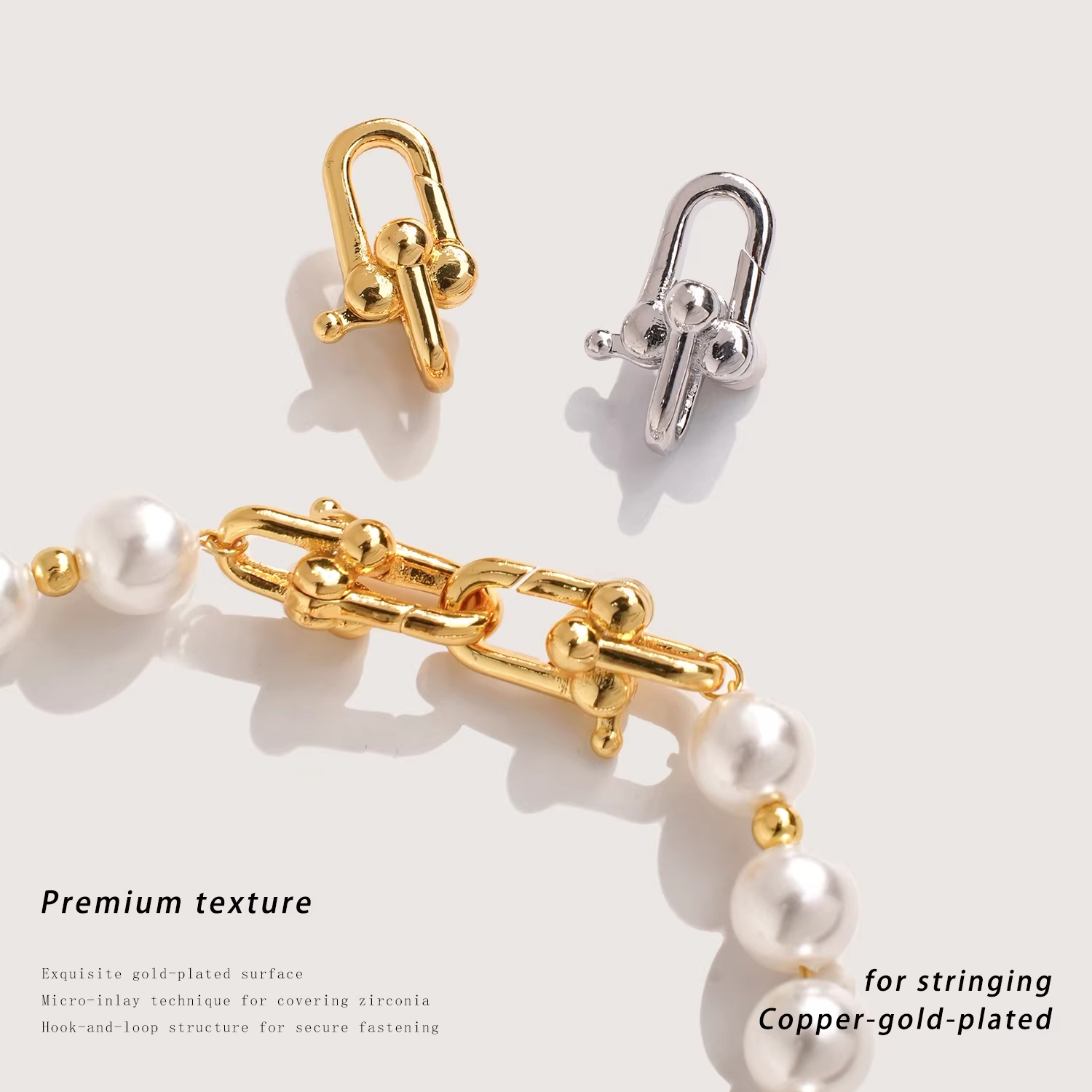 18K Gold Plated Press Clasp, D - Pearl Necklace ulasan dan harga