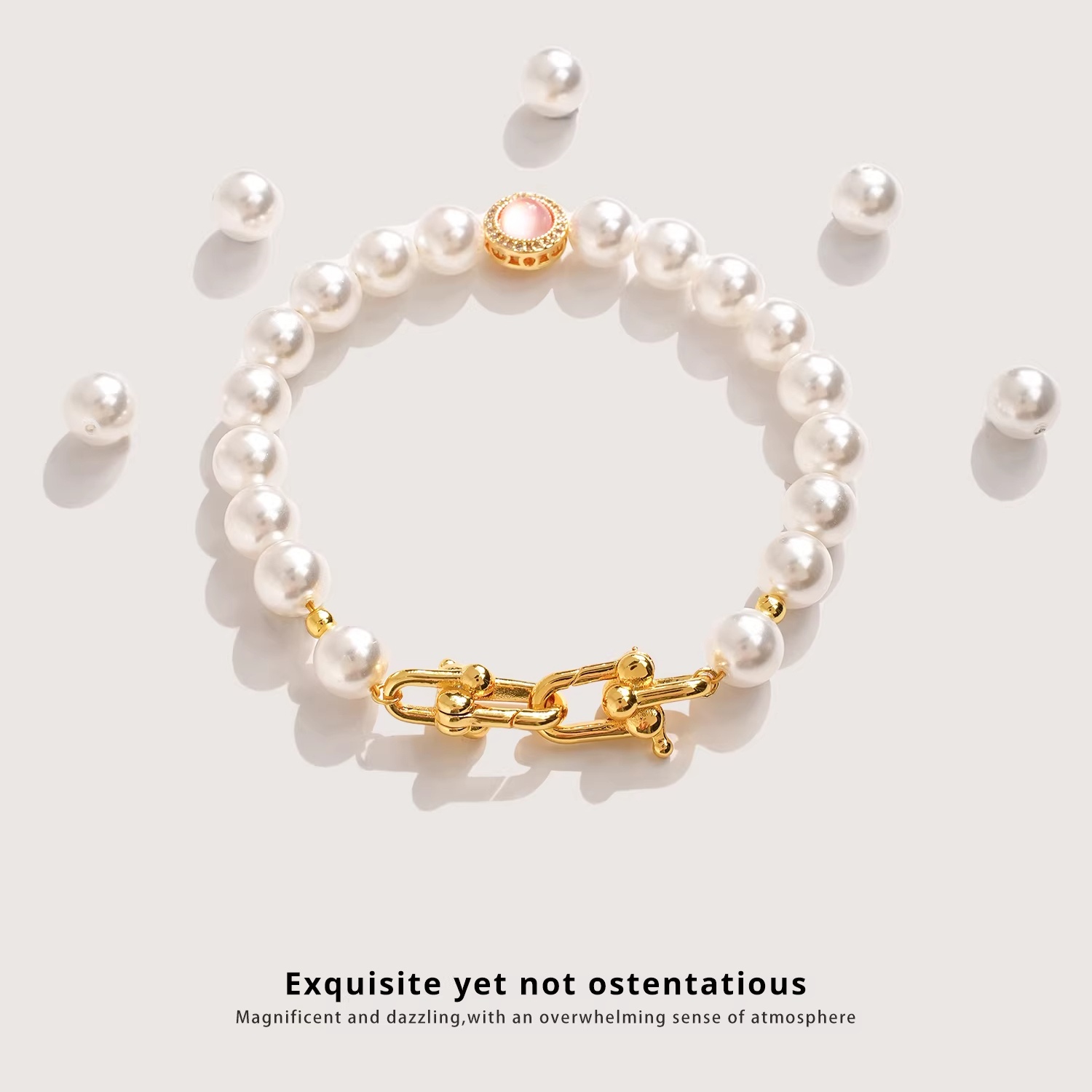 18K Gold Plated Press Clasp, D - Pearl Necklace ulasan dan harga