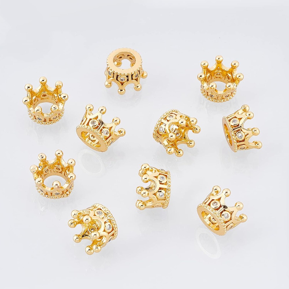 10 Pcs Cubic Zirconia Pave Kin - Charm Bracelet Beads ulasan dan harga