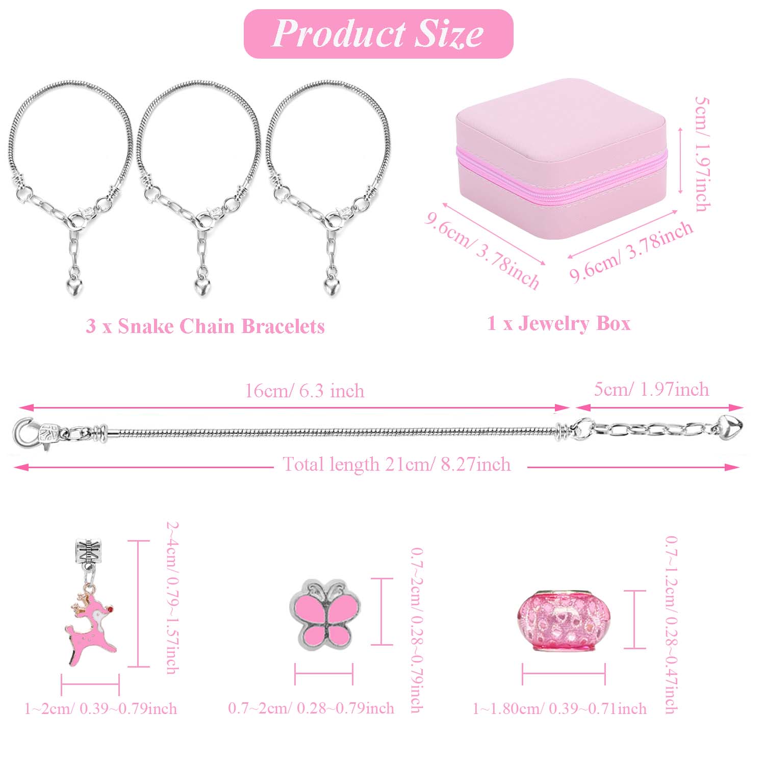 68pcs Pink Beaded Jewelry Set, - Charm Bracelet Beads ulasan dan harga