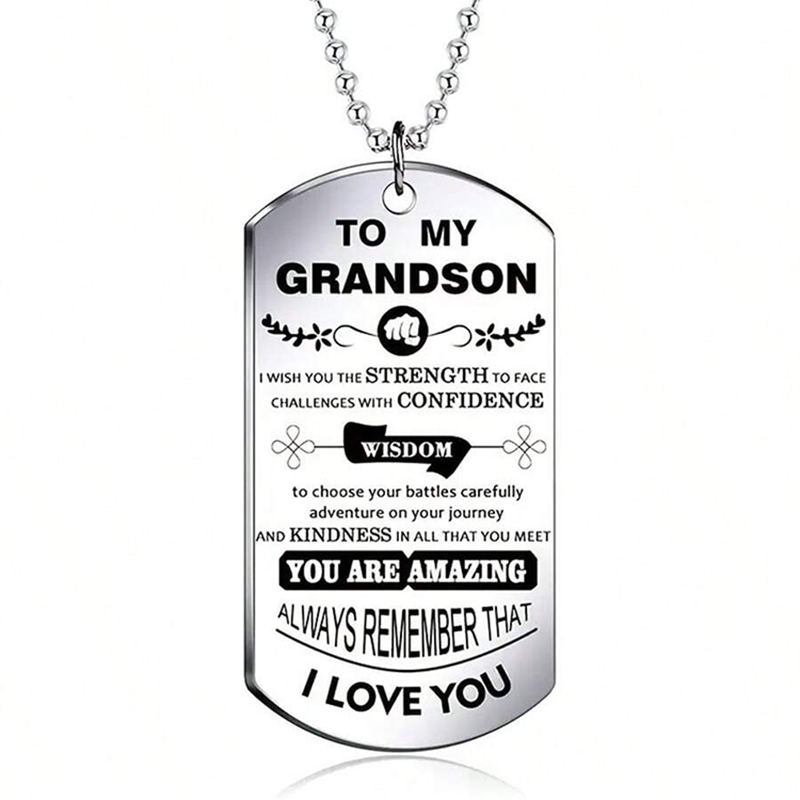 To My Grandson Inspirational N - Mens Dog Tag Necklace ulasan dan harga