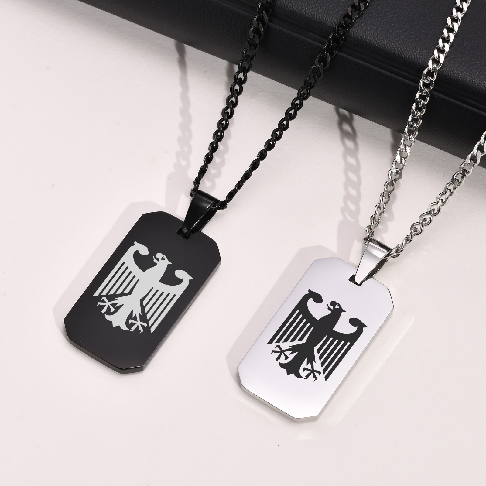 German Eagle Square Neckalces  - Mens Dog Tag Necklace ulasan dan harga
