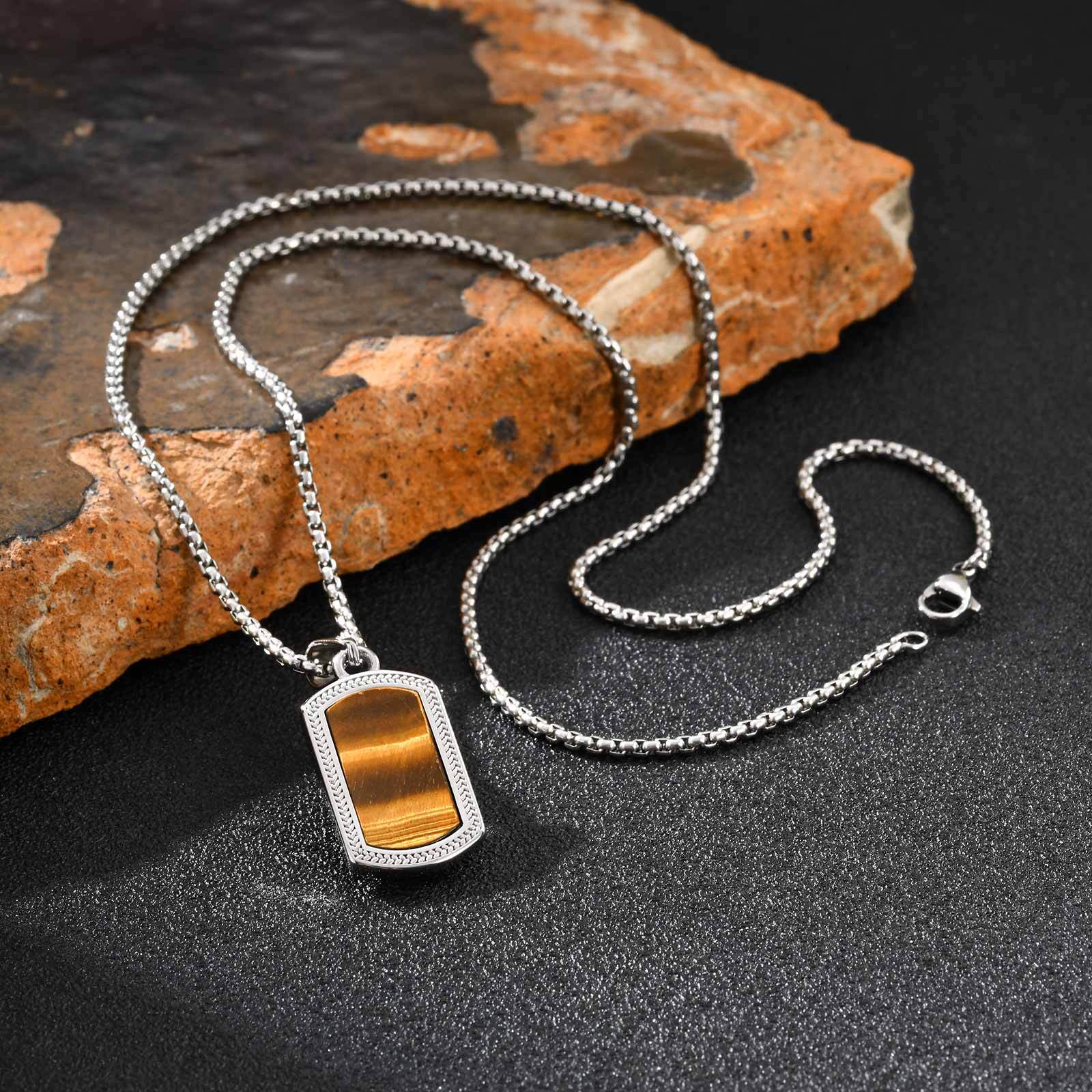 Vnox Stainless Steel Tiger Eye - Mens Dog Tag Necklace ulasan dan harga